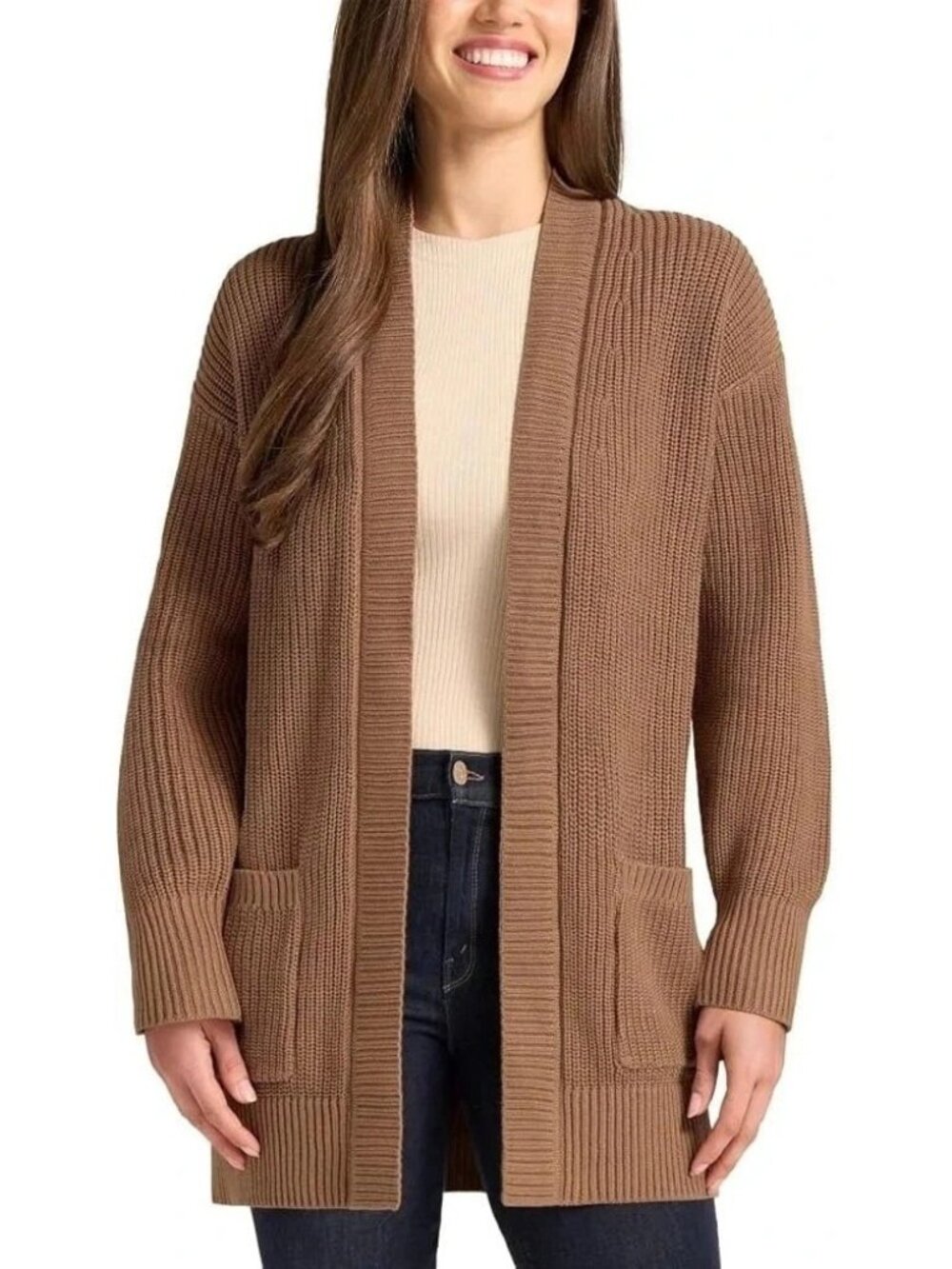 NWT Max & Mia Women's S Cardigan Camel Open Front Long Sleeve